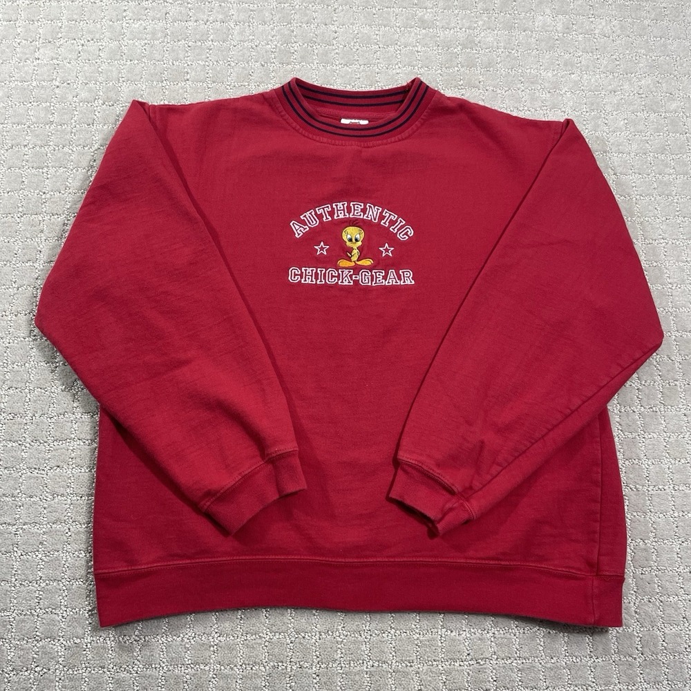 VTG Looney Tunes Tweety Bird Authentic Chick-Gear Size Small Y2K Sweatshirt - Picture 2 of 6